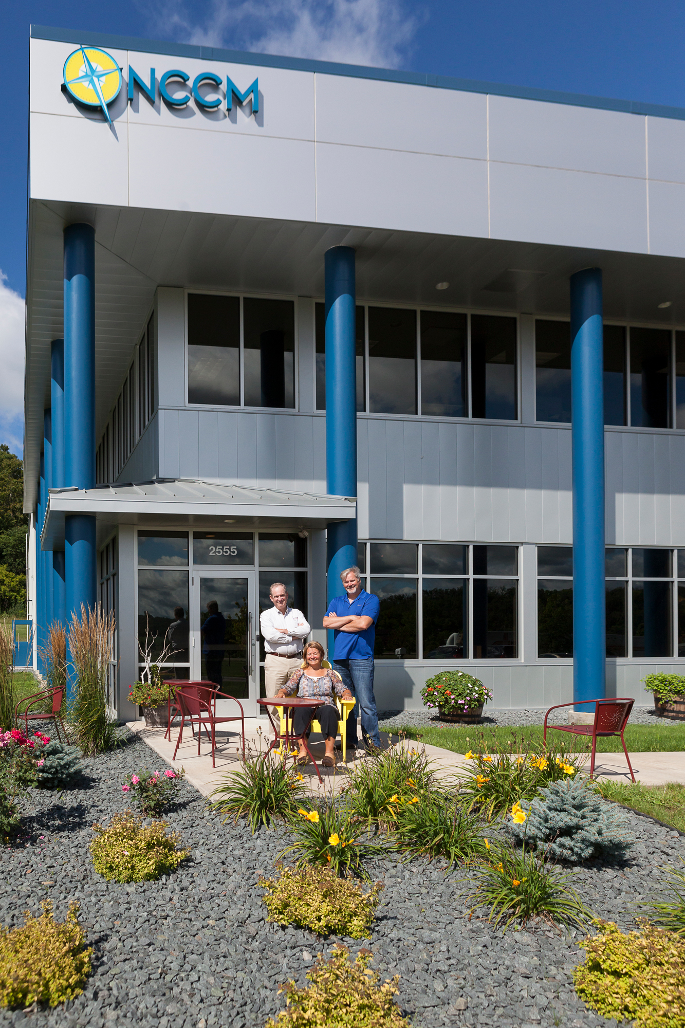 Modern Office Building Exterior with Architectural Columns